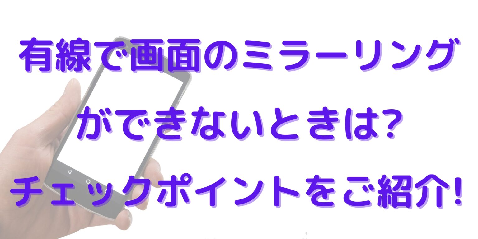 有線で画面のミラーリングができない時は チェックポイントをご紹介 オンライン総合研究所